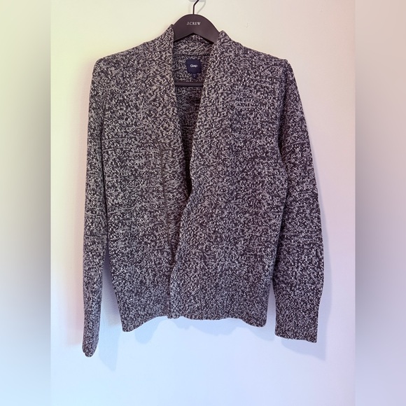 Gap Men’s Black & White Marled Cotton Zip Up Cardigan Size Medium - Picture 2 of 5